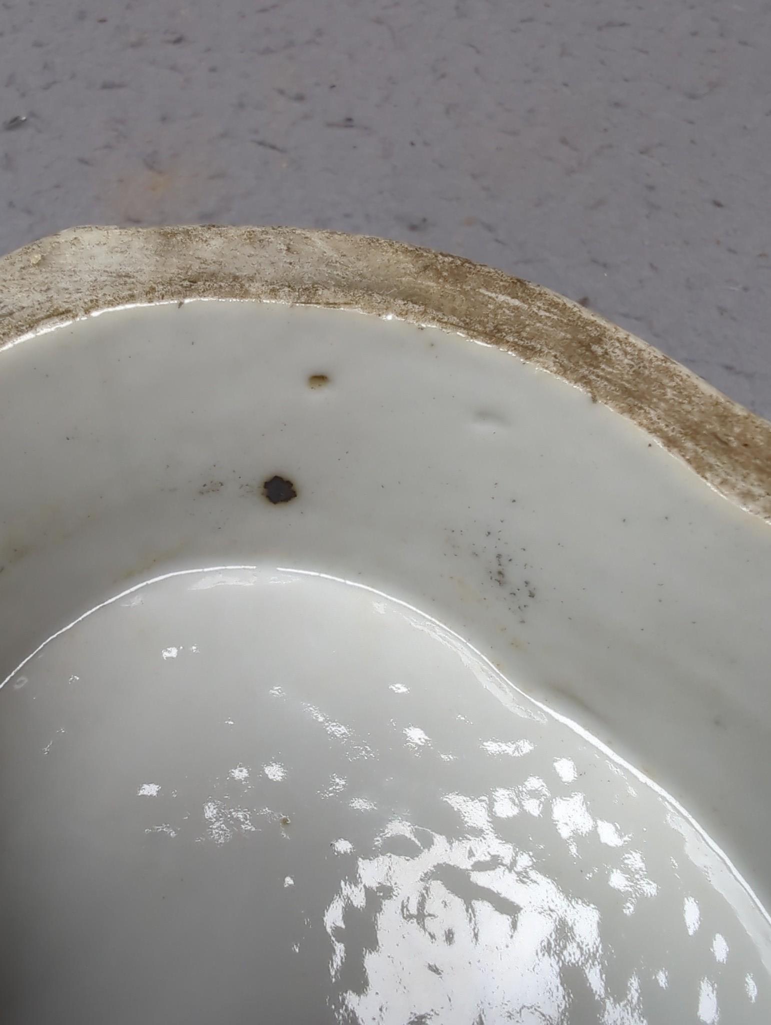 A Chinese inscribed famille rose footed dish, mid 19th century, 28cm long